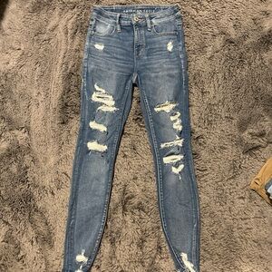 American Eagle Outfitters Women's Ripped Blue Skinny Jeans